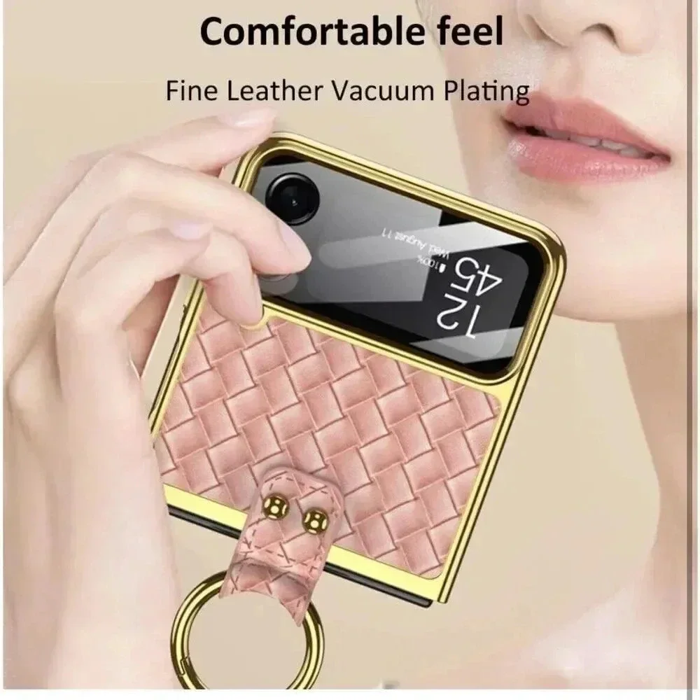 SHIELD Case‎ For Samsung Galaxy Z Flip 4 Weave Fabric Business Style Cool Black